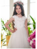 Ivory Chiffon Tulle 3D Flowers Sweet Flower Girl Dress